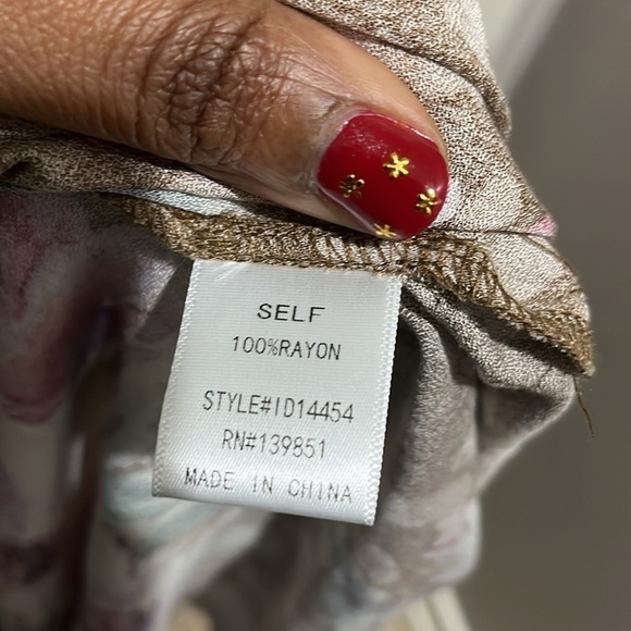 ODDY maxi dress size Medium floral Tan v neck with Splits Size Large - Picture 7 of 8